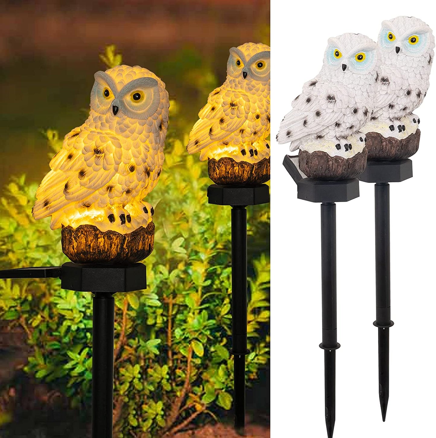 2 Pack Owl Figure Solar LED Lights