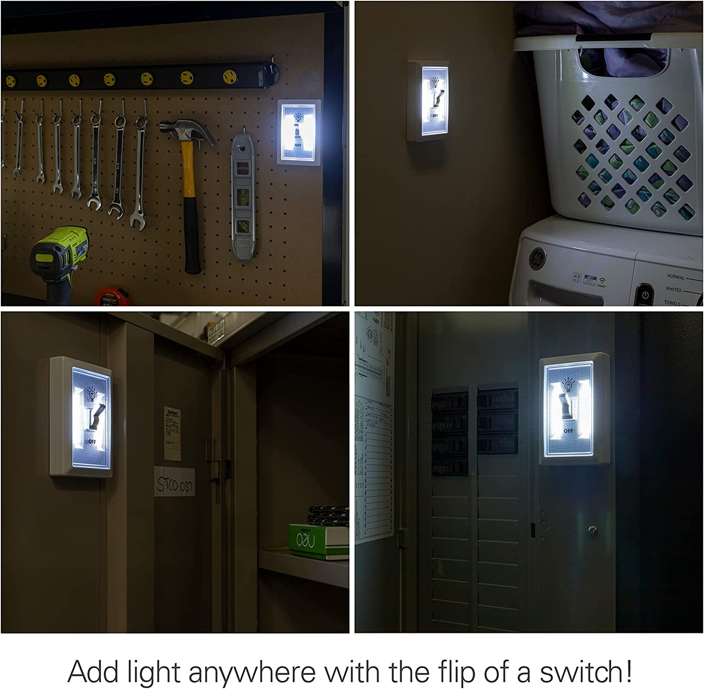 4 Pack Wireless LED Light Switch Battery Operated-Batteries Included