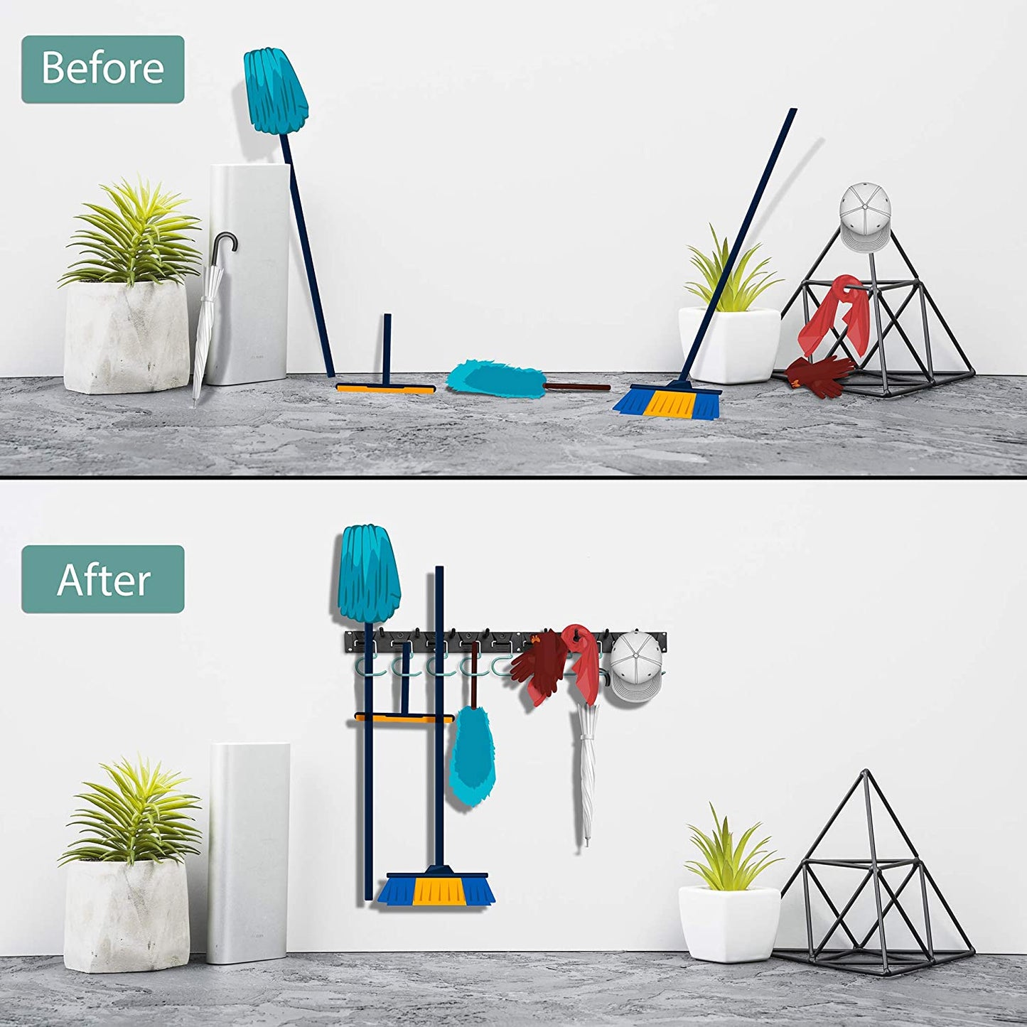Wall Mount 64" Adjustable Garden Storage Rack