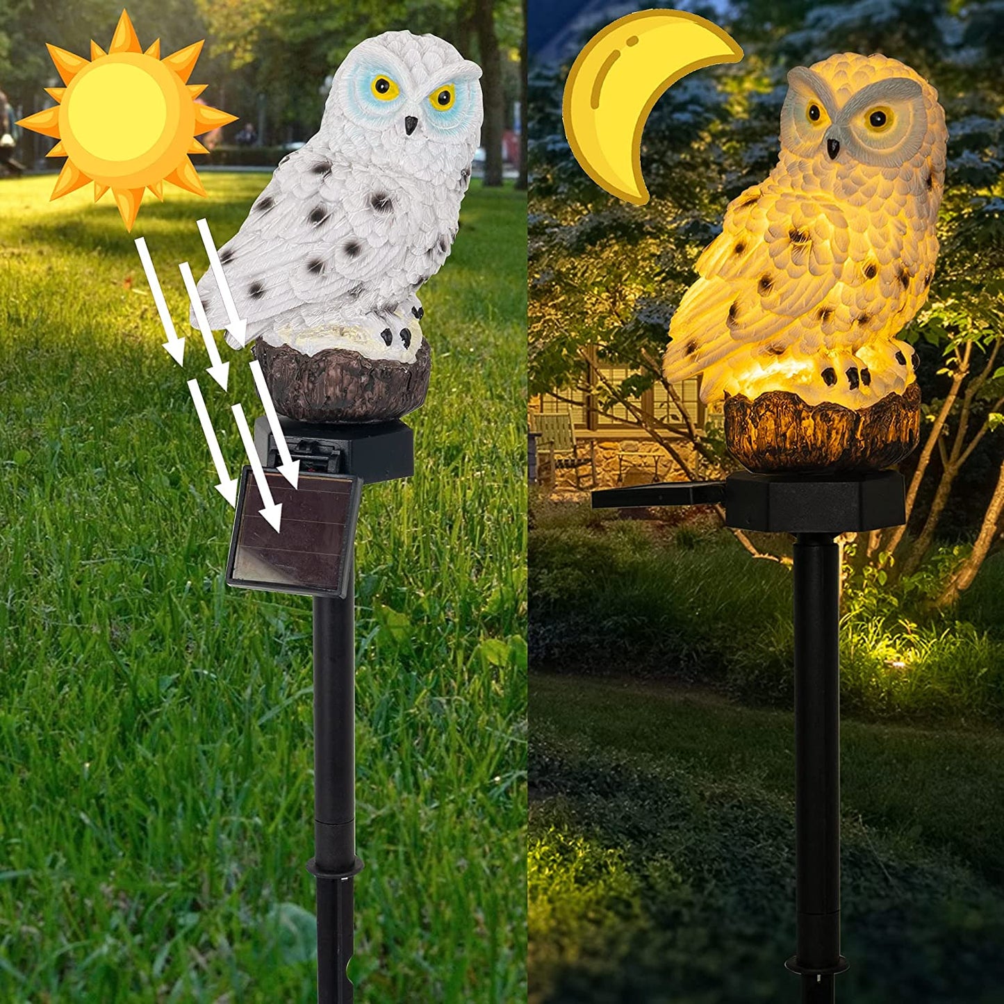 2 Pack Owl Figure Solar LED Lights