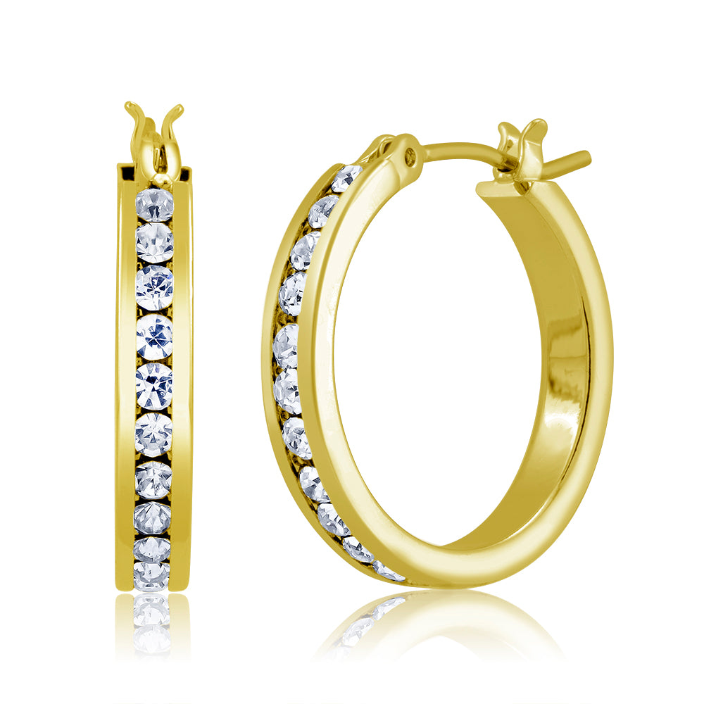 Gold Plated Cubic Zirconia Hoop Earrings