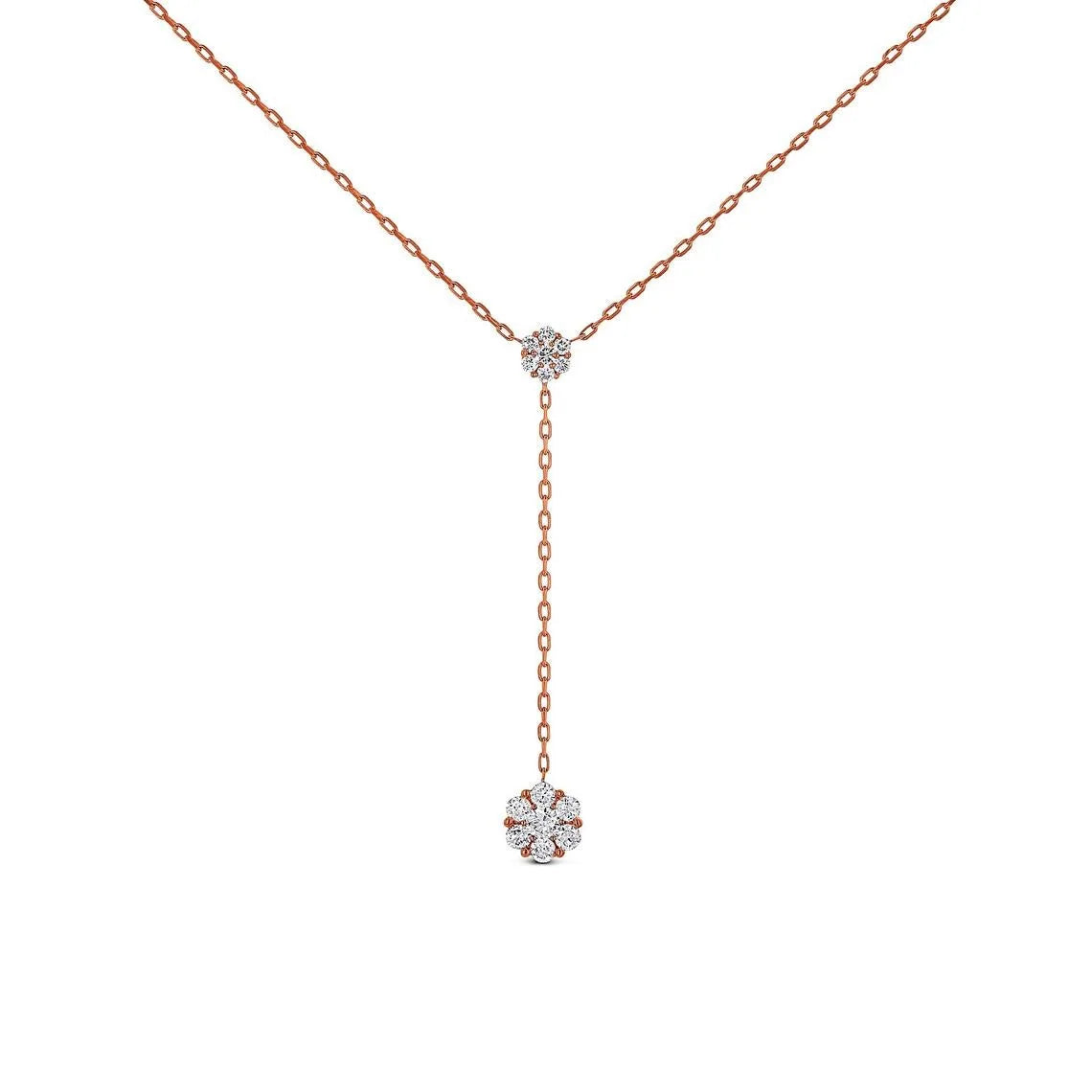 18kt Gold Cubic Zirconia Flower Drop Necklace