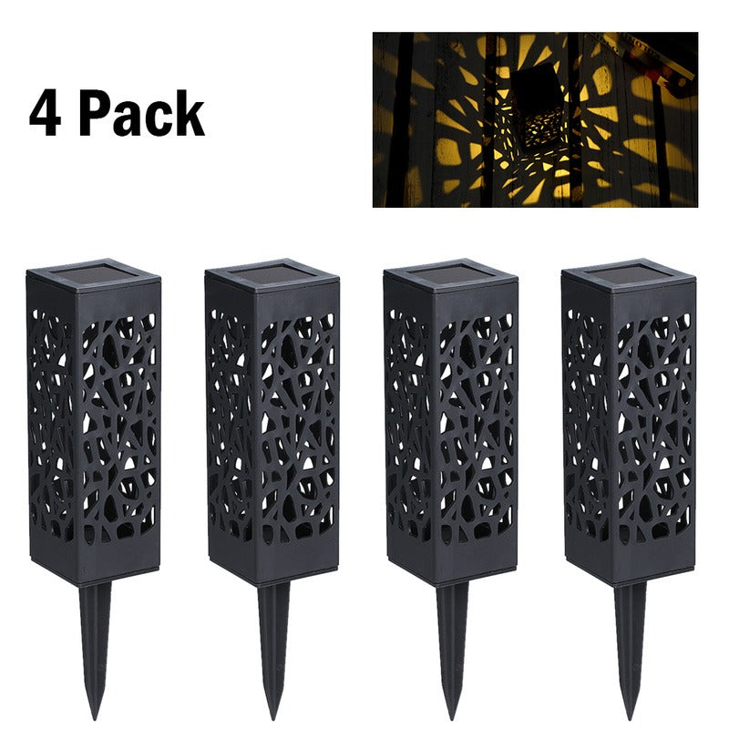 4-Pack: LED Outdoor Waterproof Hollow Solar Garden Lights