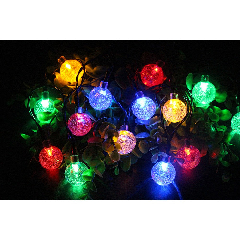 Solar String Lights 20 LED 16Ft Outdoor Colored Waterproof Crystal Ball Lights - MITOPDEAL