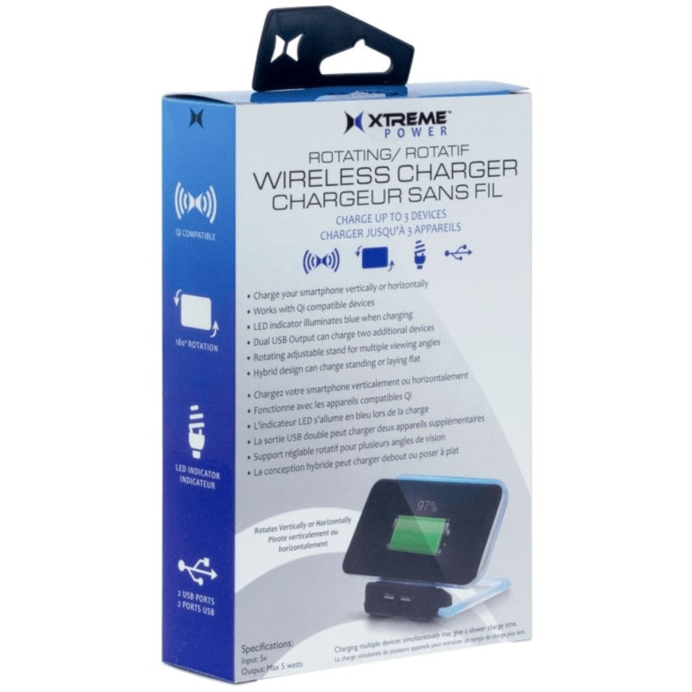 2-Pack Xtreme Power Rotating Wireless Charger w/ 2 USB Ports