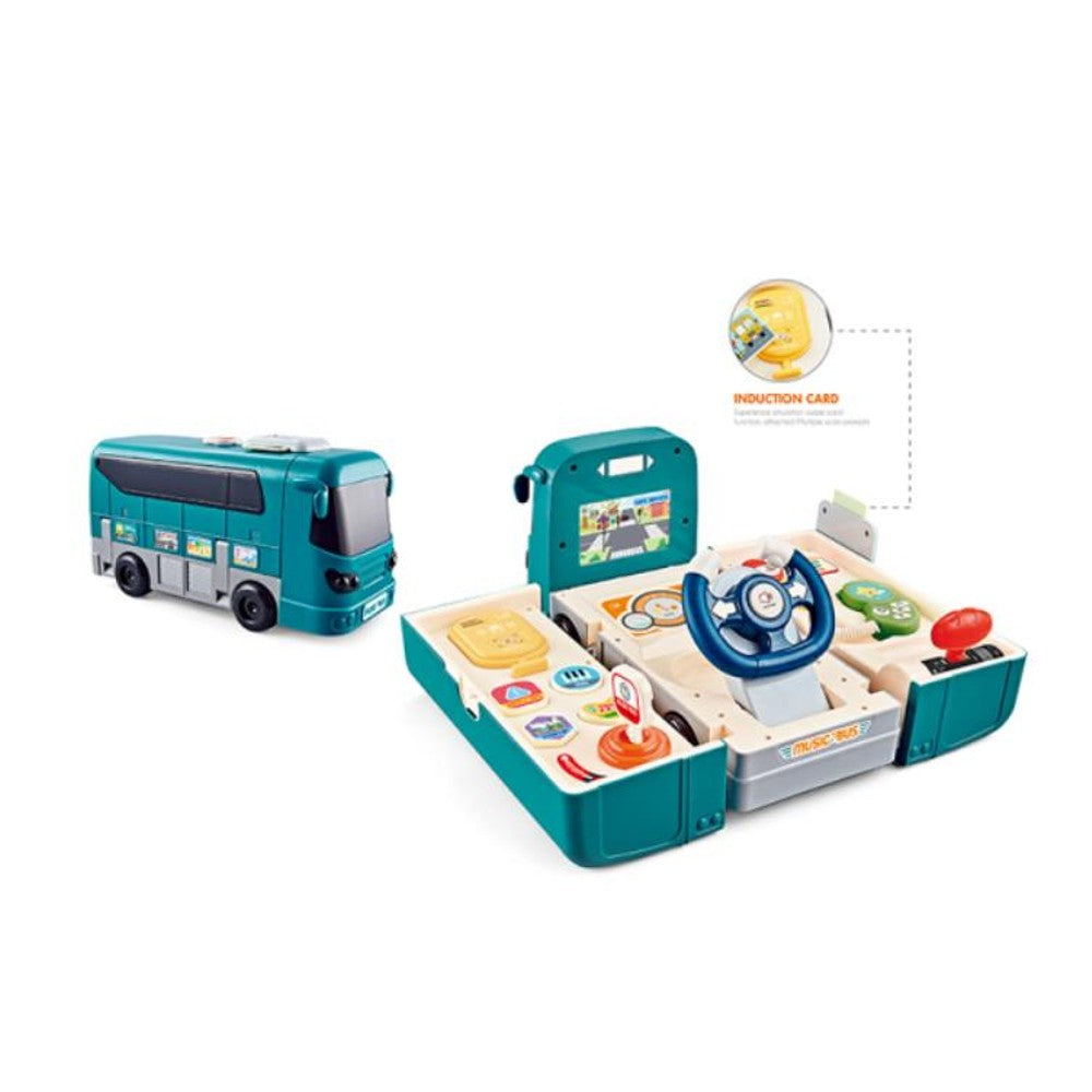 Bus Car Toy, Kids Play Vehicle with Sound and Light, Simulation Steering Wheel, - MITOPDEAL