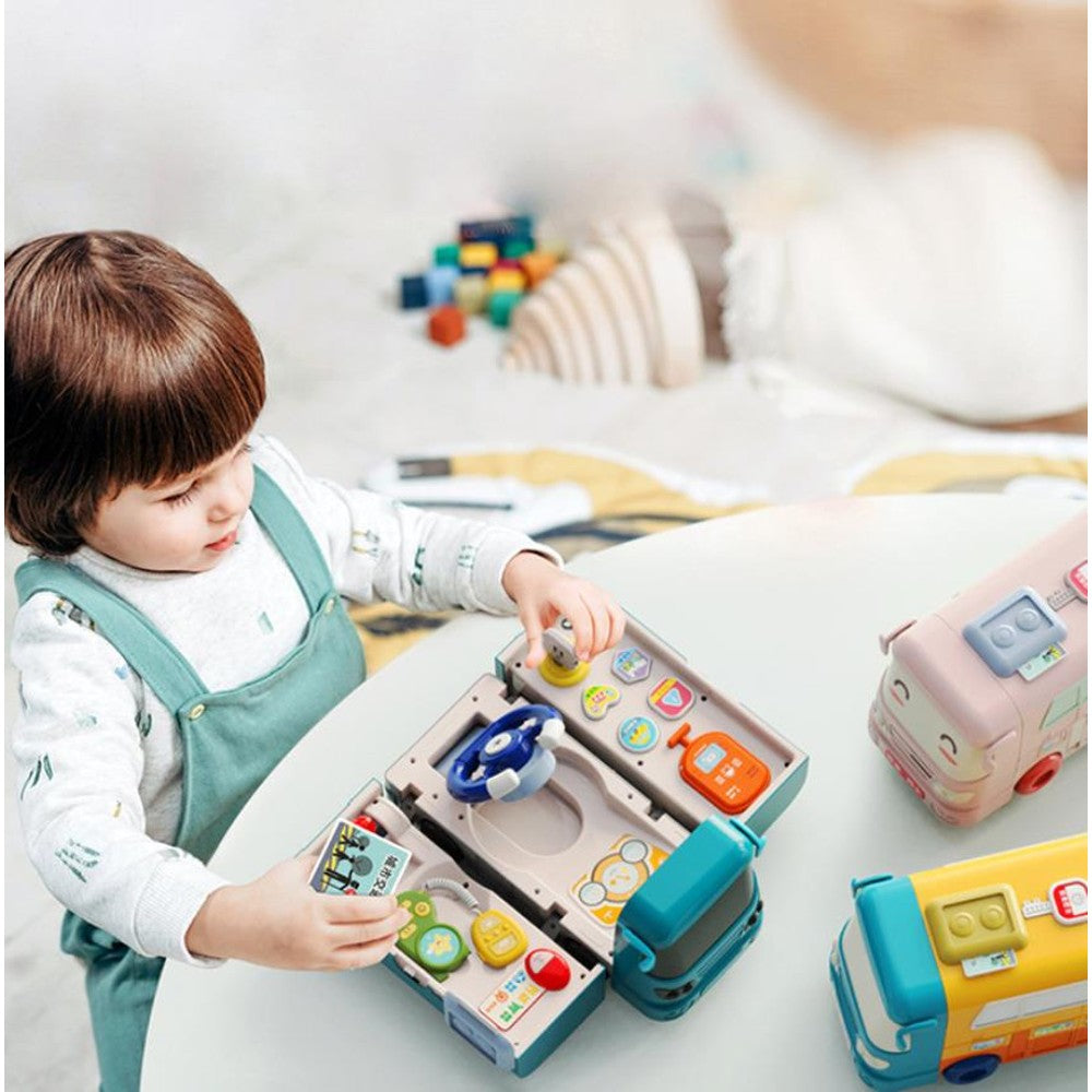 Bus Car Toy, Kids Play Vehicle with Sound and Light, Simulation Steering Wheel, - MITOPDEAL