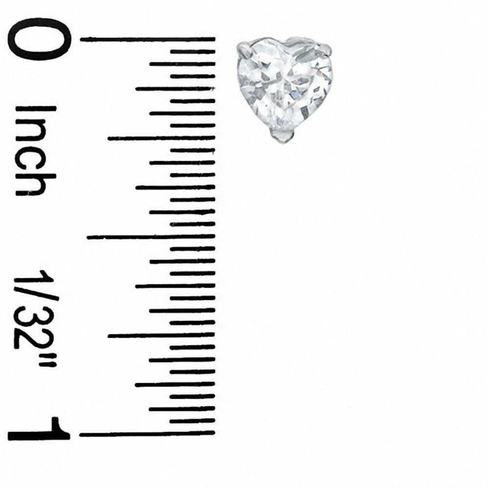 6mm Heart-Shaped Cubic Zirconia Stud Earrings