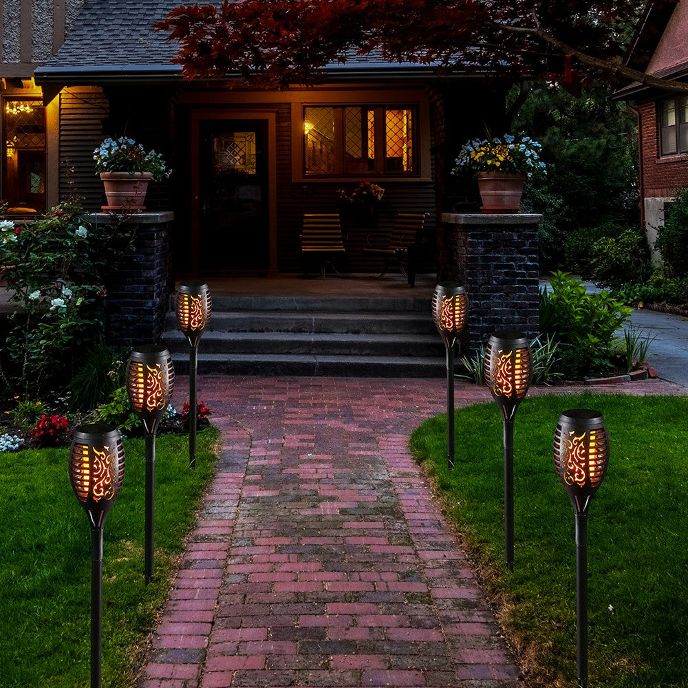 12 Pack: 12 LED Tiki Torch Solar Flickering Lights