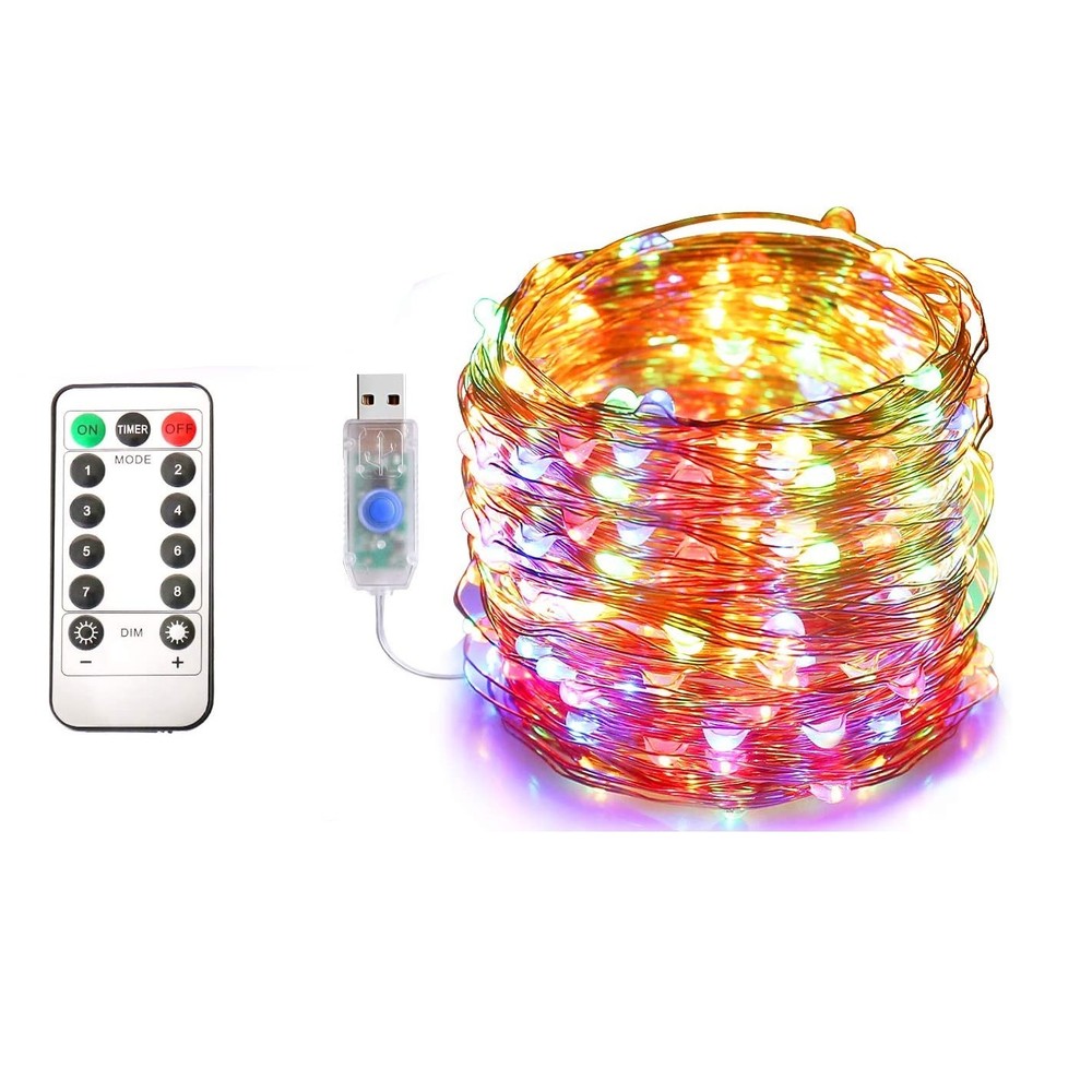 40ft USB Waterproof Remote Control LED Christmas String Lights w/ 8 Modes