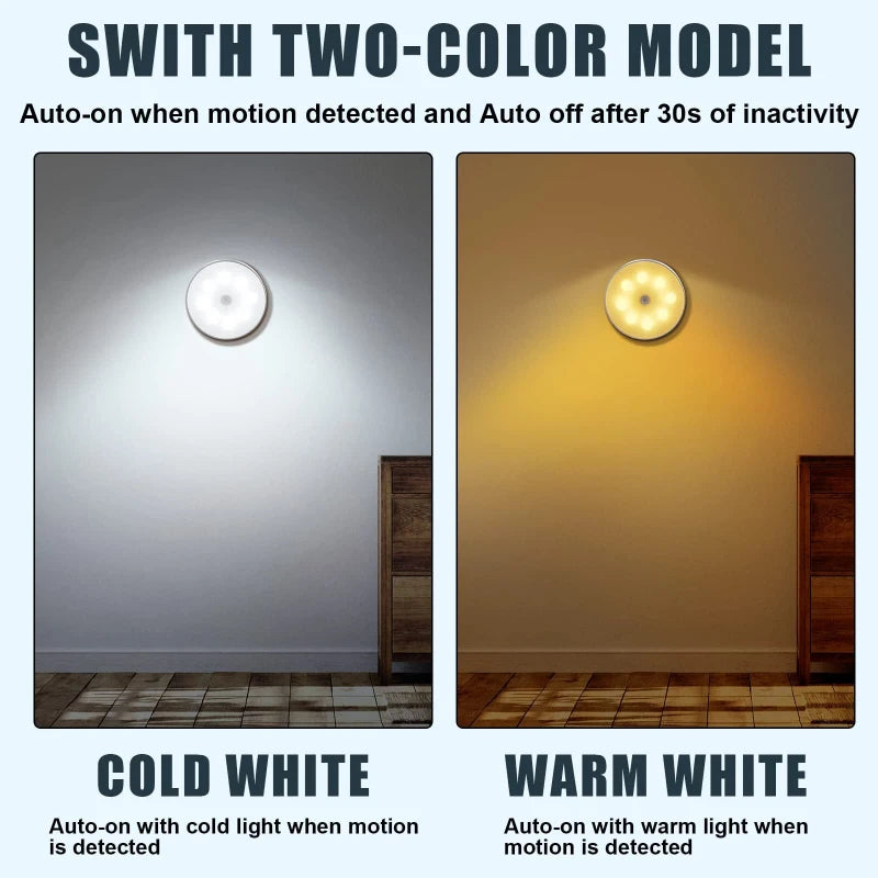 6 Pack Rechargeable Motion Sensor Light Fixture – Indoor LED – USB Cord