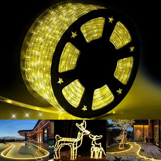 1000 LED Outdoor Rope Lights – 53M/174ft. – Waterproof – 8 Modes – Warm White