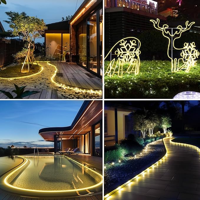 1000 LED Outdoor Rope Lights – 53M/174ft. – Waterproof – 8 Modes – Warm White
