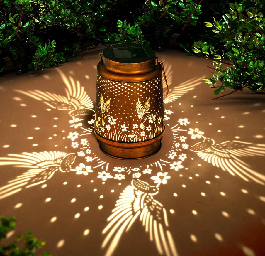 Hummingbird Solar Lantern Outdoor Hanging