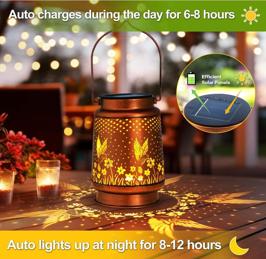 Hummingbird Solar Lantern Outdoor Hanging