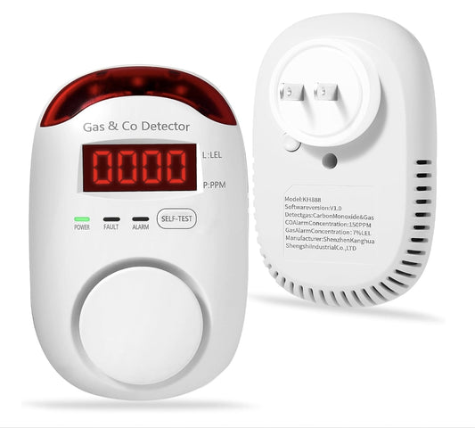 Combination Gas & Carbon Monoxide Detectors Plug in, 2-in-1 Natural Gas Detector & Carbon Monoxide Alarm, CO Detector Alarm & Propane, Methane, Explosive Gas Detector for Home,RV,Easy to Install