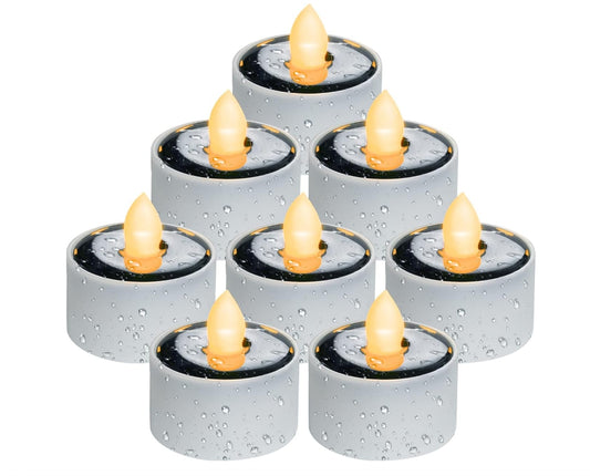 8-Pack Solar Tea Lights – Waterproof, Warm Glow for Outdoor & Home Use