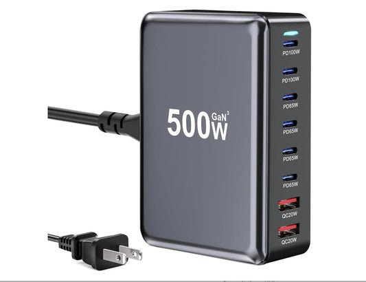 500W USB C Fast Charging Station Hub, 8 Port HUB