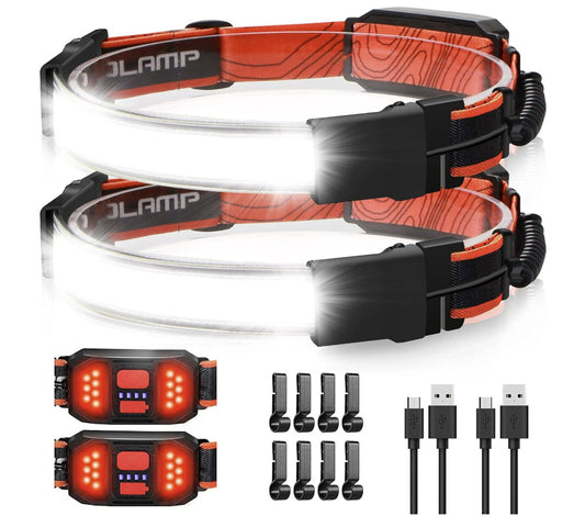 2Pack 1000LM 230°Wide-Beam Rechargeable Head Lamp