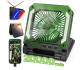 20000mAh Rechargeable Solar Camping Fan with Led Lantern