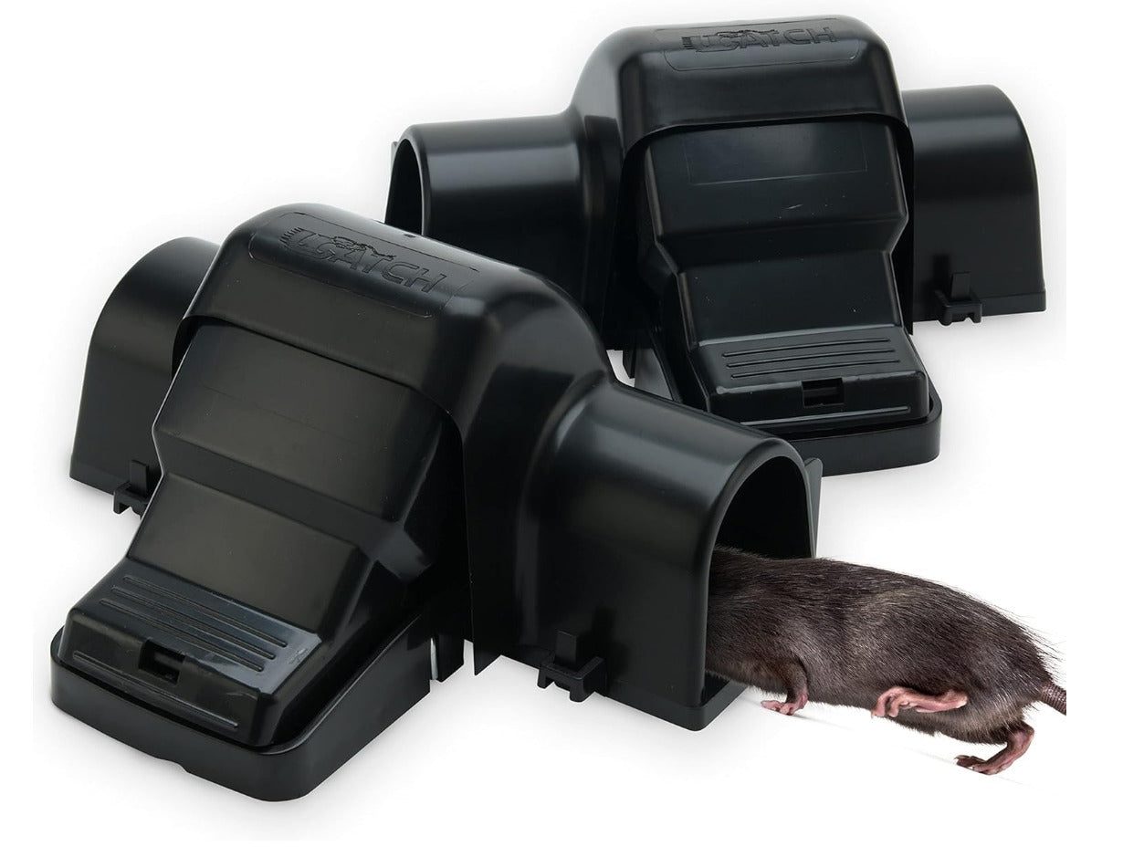 2-Pack Heavy-Duty Rat & Chipmunk Traps – Covered Humane Snap Traps for Indoor & Outdoor Pest Control