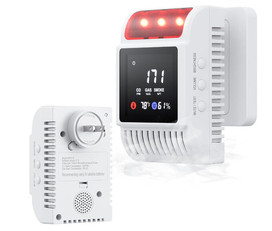 HAKOL 6-in-1 Carbon Monoxide, Smoke & Natural Gas Detector with Battery Backup