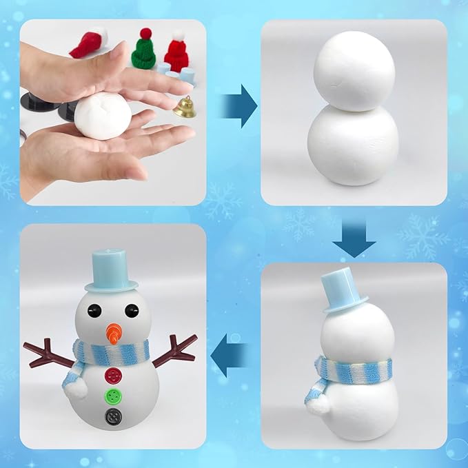 24 Pack Christmas Crafts – 267 Pcs DIY Clay Snowman Kit – Modeling Clay Snowman kit