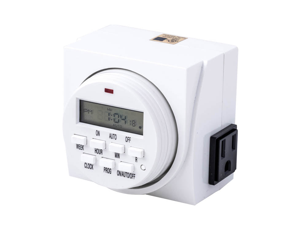 2 Pack UltraGrow 120V Digital Programmable 7-Day Timer Double 3-Prong Outlet Plug LCD
