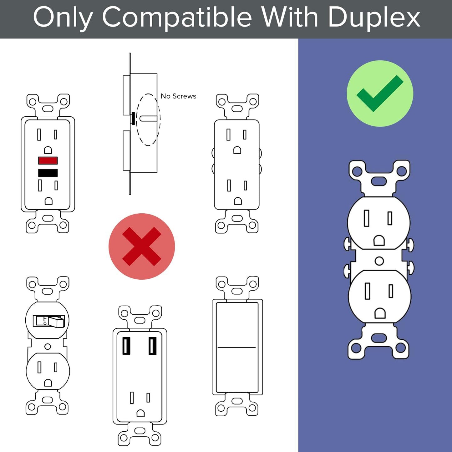 5-Pack Outlet Cover with Built-In LED Top/Bottom Night Light - 2 Styles