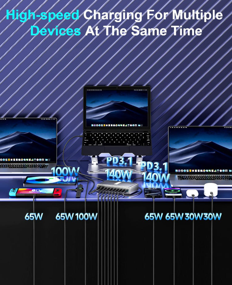 800W USB C Fast Charger Block, Multi-port USB Charging Station