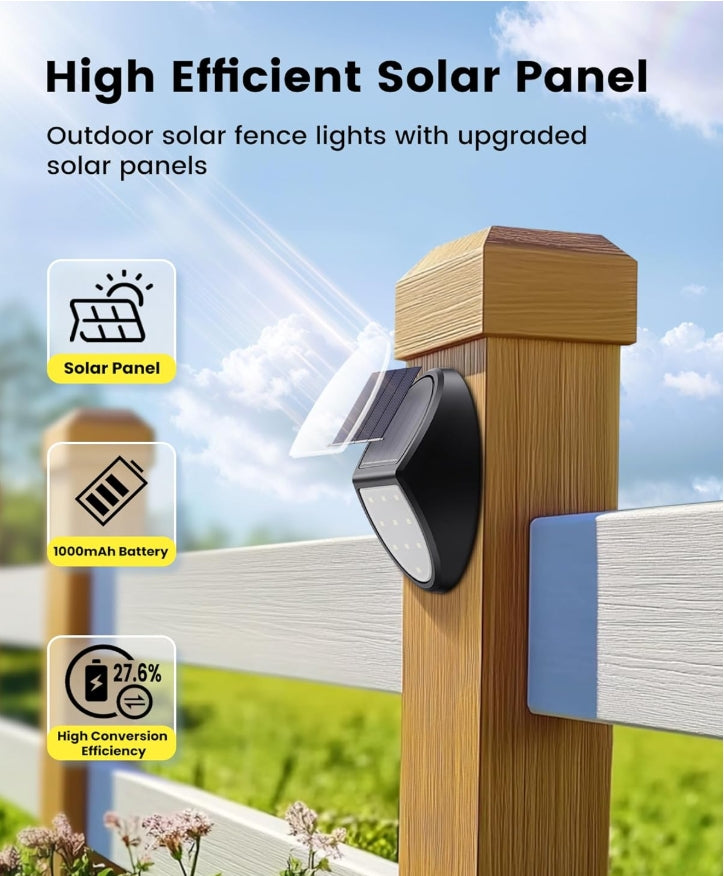 8-Pack Solar Fence Lights, IP68 Waterproof, White Light for Deck, Yard, Garden