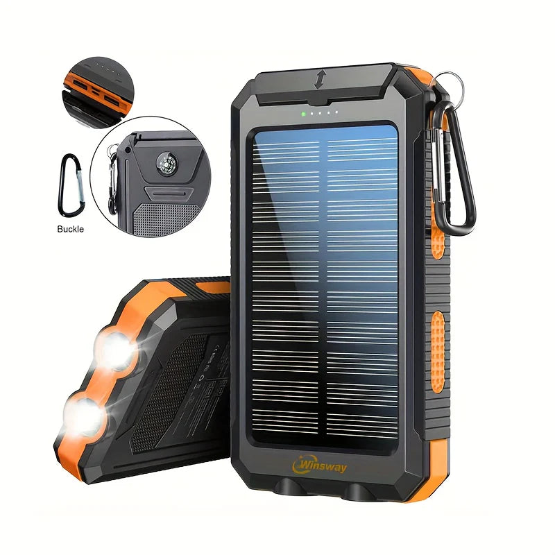 2‑Pack 10,000mAh Solar Charger  Dual USB + Type‑C/Micro USB Inputs