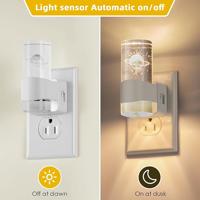 2 Pack Night Light – 3D Etched Starry Night – Dimmable – Dusk to Dawn Sensor