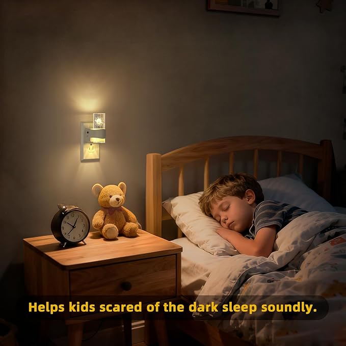 2 Pack Night Light – 3D Etched Starry Night – Dimmable – Dusk to Dawn Sensor