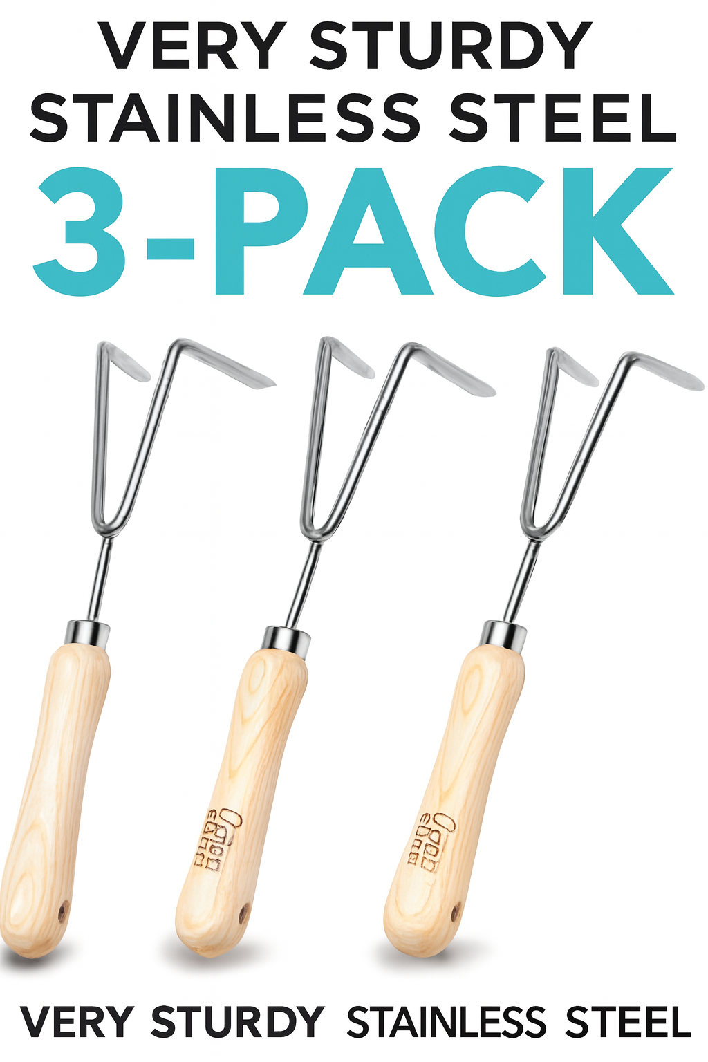 3 Pack Cate's Garden Garden Hand Cultivator Premium Hand Rake for Tilling Soil