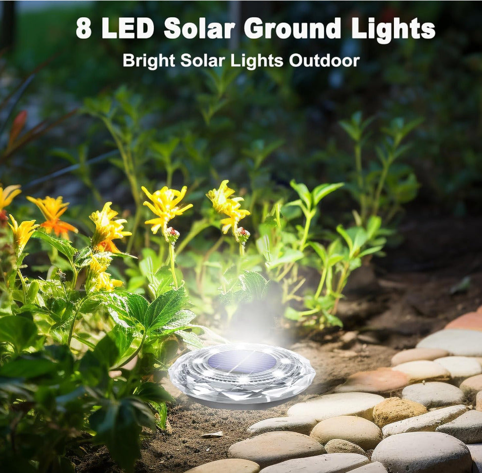 12 Pack Solar Ground Light Outdoor Cool White