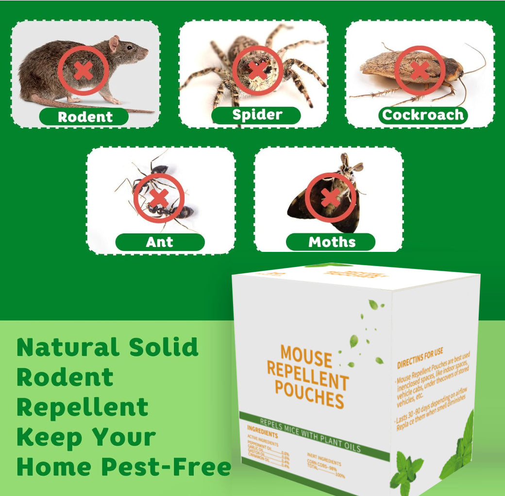 Pest Repellent Pouches, 10 Pack Peppermint Oil for Mice, Rodent, Mouse, Rats, Spider, Squirrel, Pest Control