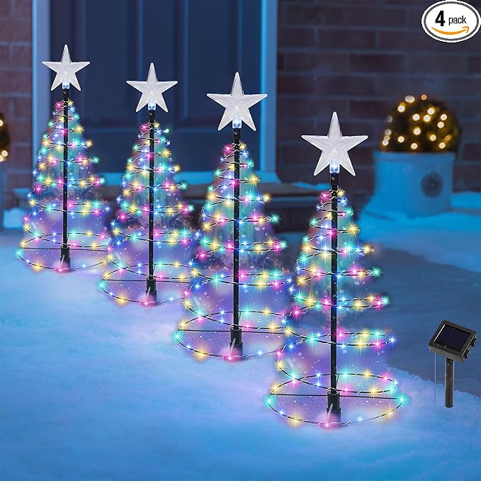 19″ Solar Outdoor Christmas Pathway Light – Waterproof & Auto On/Off – Multi-Colored
