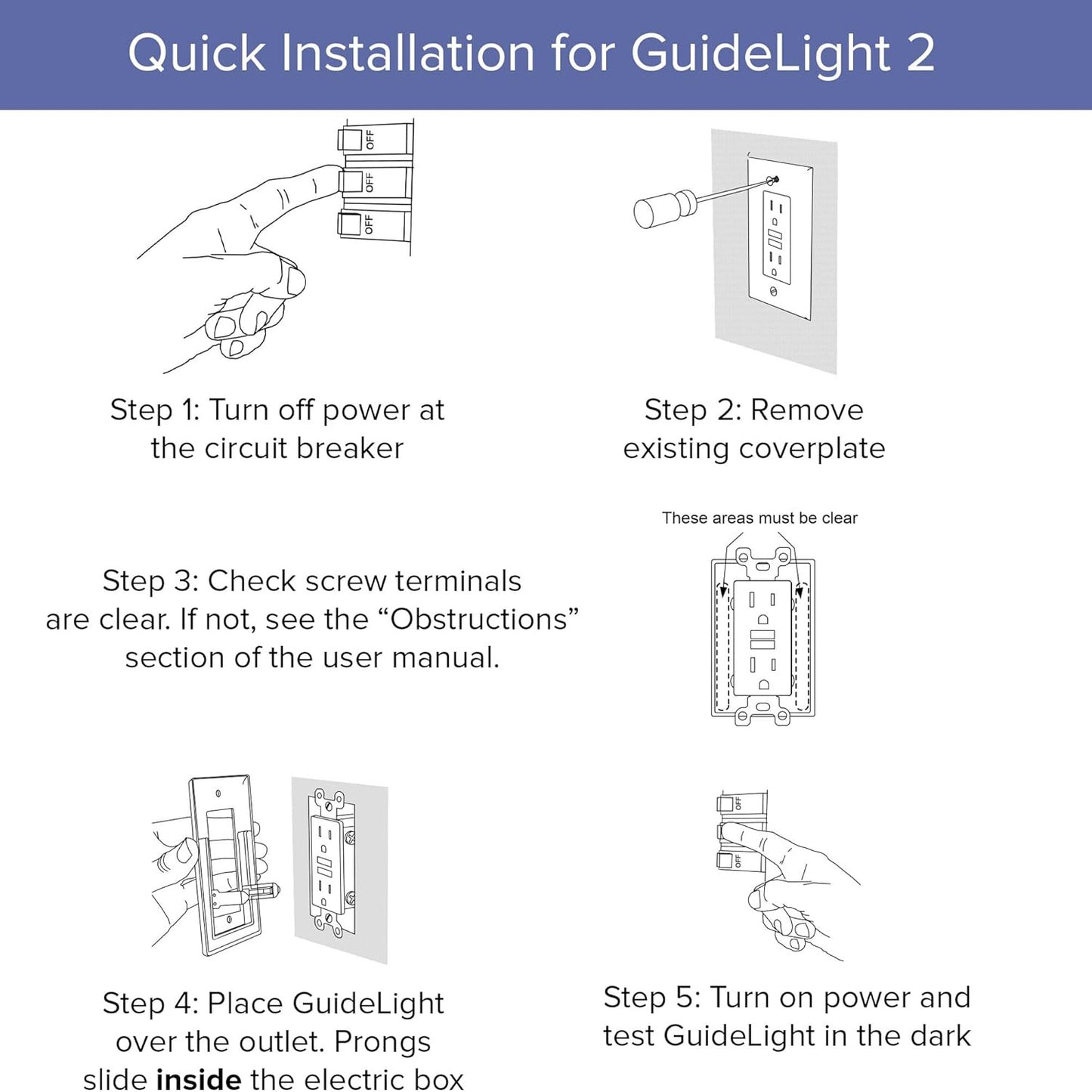 5-Pack Outlet Cover with Built-In LED Top/Bottom Night Light - 2 Styles