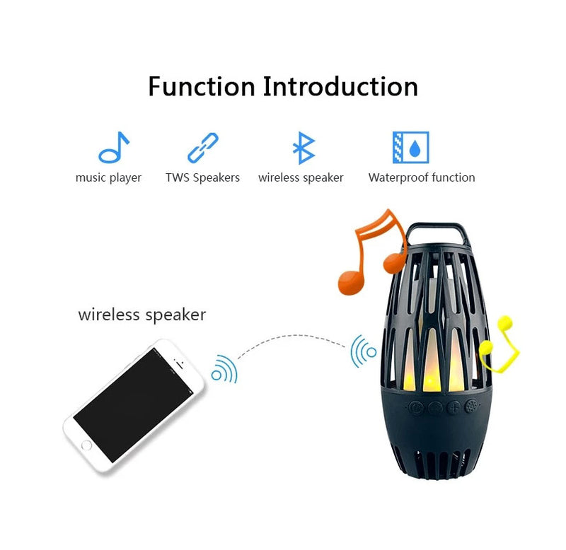 Tiki Torch Bluetooth Speaker LED Table Lamps (Set of 2)