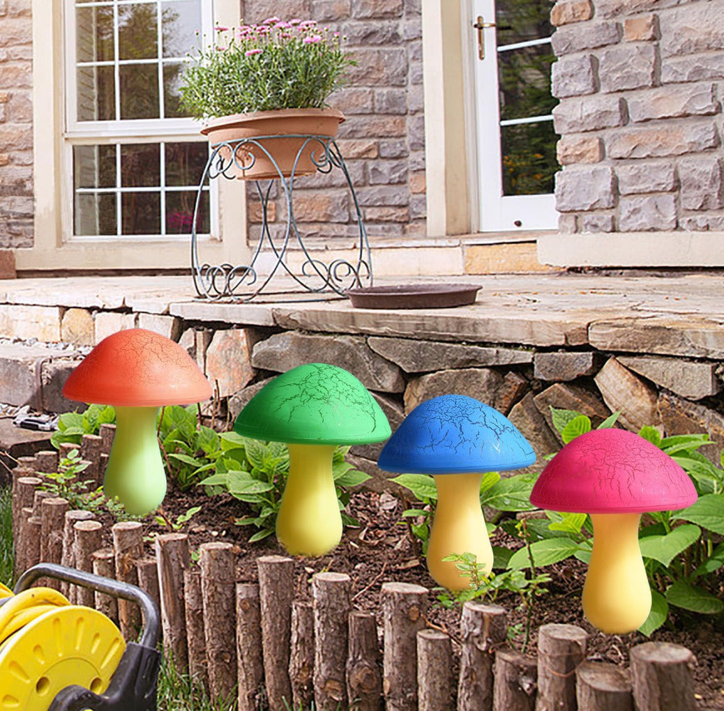 Solar Garden Decor Lights 8 Crack Mushrooms Outdoor Decor Stake Lights