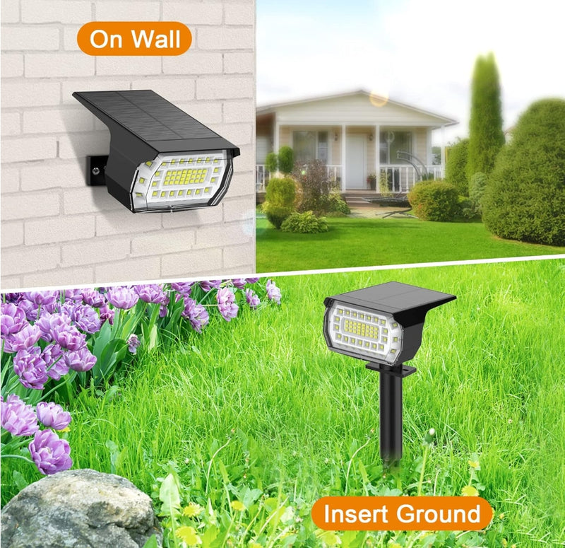 HAKOL 57-LED Solar Spotlights (4-Pack), 2-in-1, IP65 Waterproof, Cool White