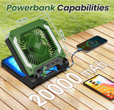 20000mAh Rechargeable Solar Camping Fan with Led Lantern