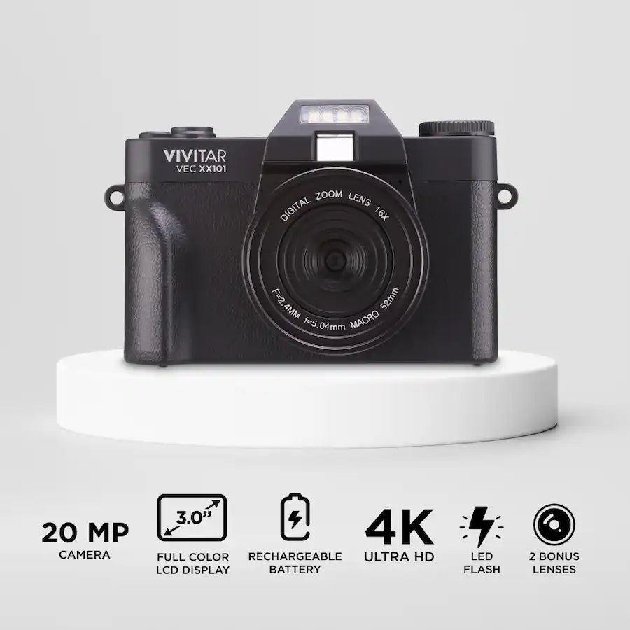 Vivitar - VECXX101 4K Digital Camera - Black-Refurbished