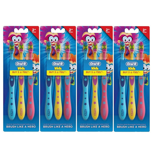 12 Pack Oral-B Kids Toothbrush, Extra Soft (4 Packs of 3)