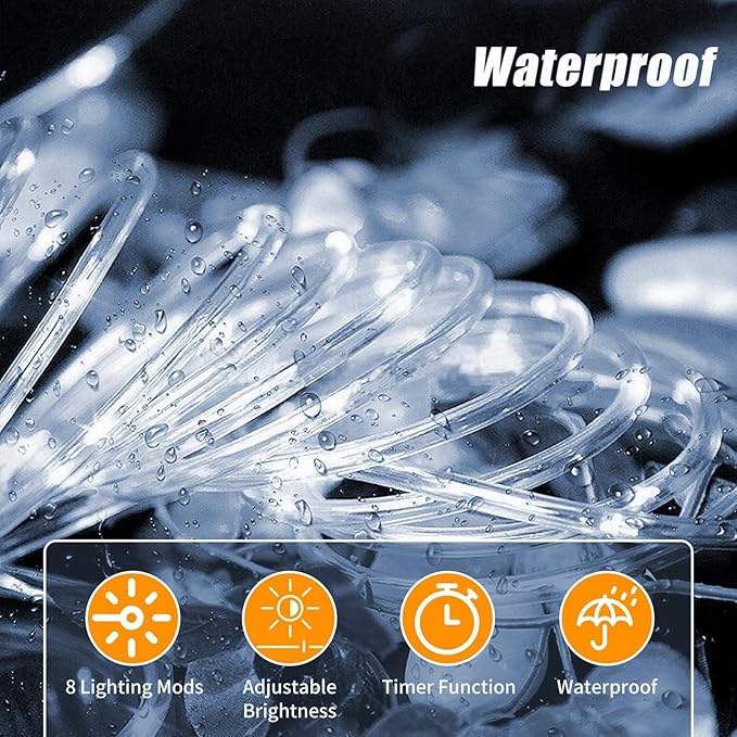 500 LED Outdoor Rope Lights – 28M/92ft. Tube Lights – Waterproof – 8 Modes