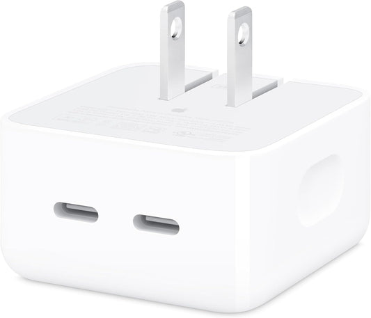 Apple 35W Dual USB-C Port Compact Power Adapter | Fast and Convenient Charging, Type C Wall Charger