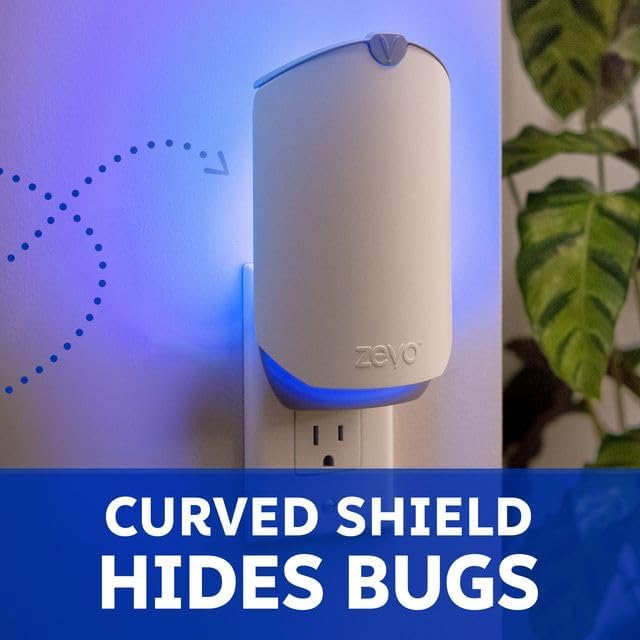 Zevo 2 Flying Insect Traps & 2 Refill Cartridges - Plug in Fly Trap & Indoor Bug Catcher for Gnats, House & Fruit Flies - Blue & UV Light Technology, Mess-Free Alternative to Bug Zapper