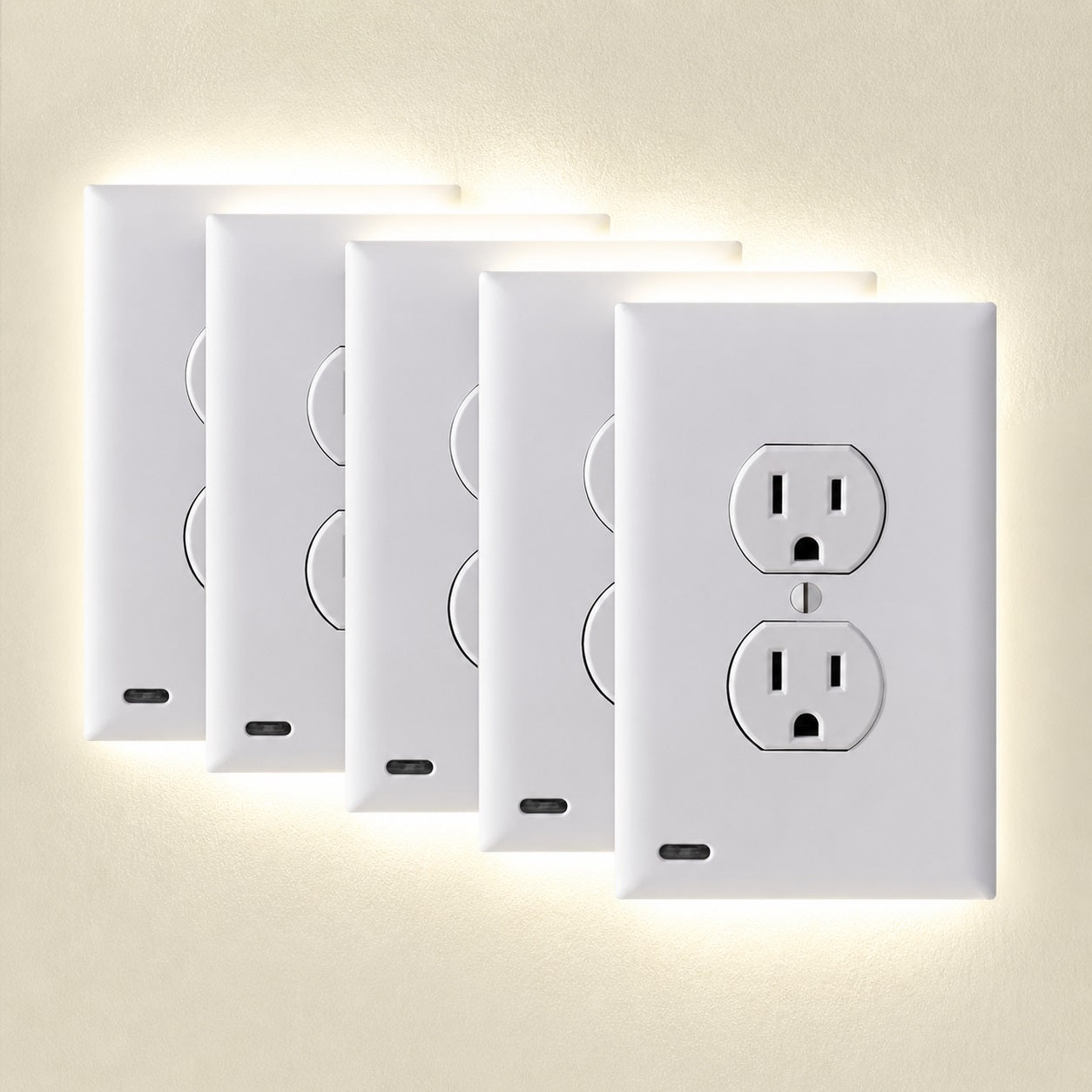 5-Pack Outlet Cover with Built-In LED Top/Bottom Night Light - 2 Styles