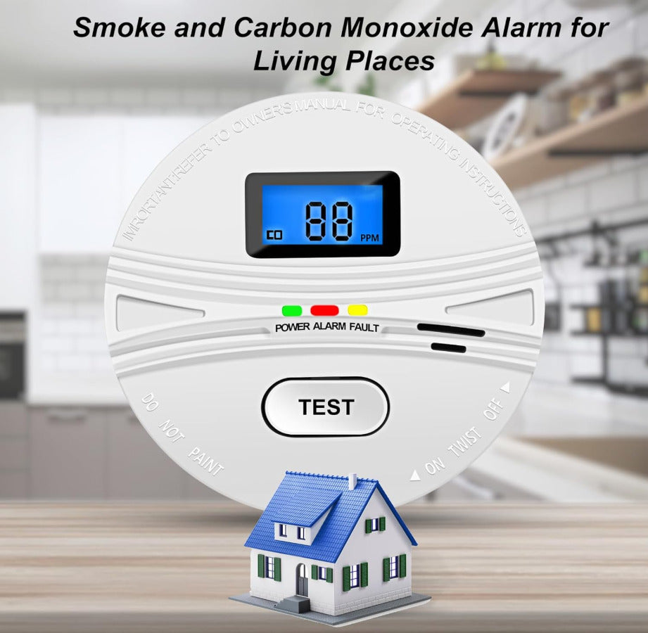 2 Pack Smoke and Carbon Monoxide Detector,Smoke Detector Carbon Monoxide Detector Combo with Batteries